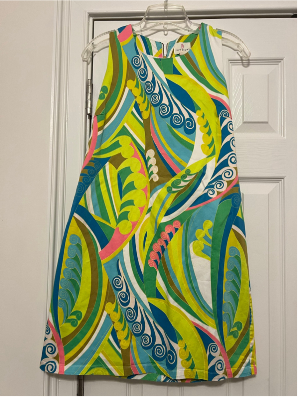Women's Julie Brown Mini Dress Size 4 Green Blue Patterned Sleeveless